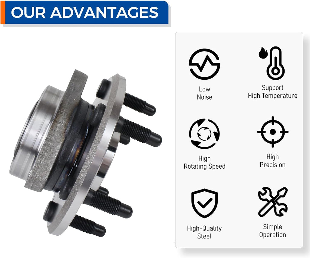 Pair 513277 Wheel Bearing and Hub Assembly Front/Rear Compatible with 08-17 Buick Enclave, 09-17 Chevy Traverse, 07-16 GMC Acadia, 07-10 Saturn