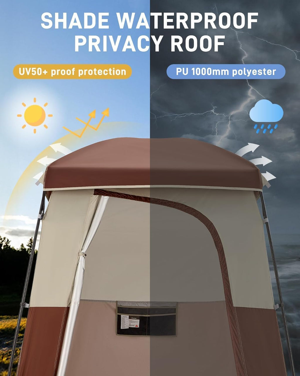 KingCamp Shower Tent, Portable Privacy Tent Outdoor Camping 1/2 Room Toilet Tents with Shower Bag & Dressing Room for Beach, Camping & Hiking