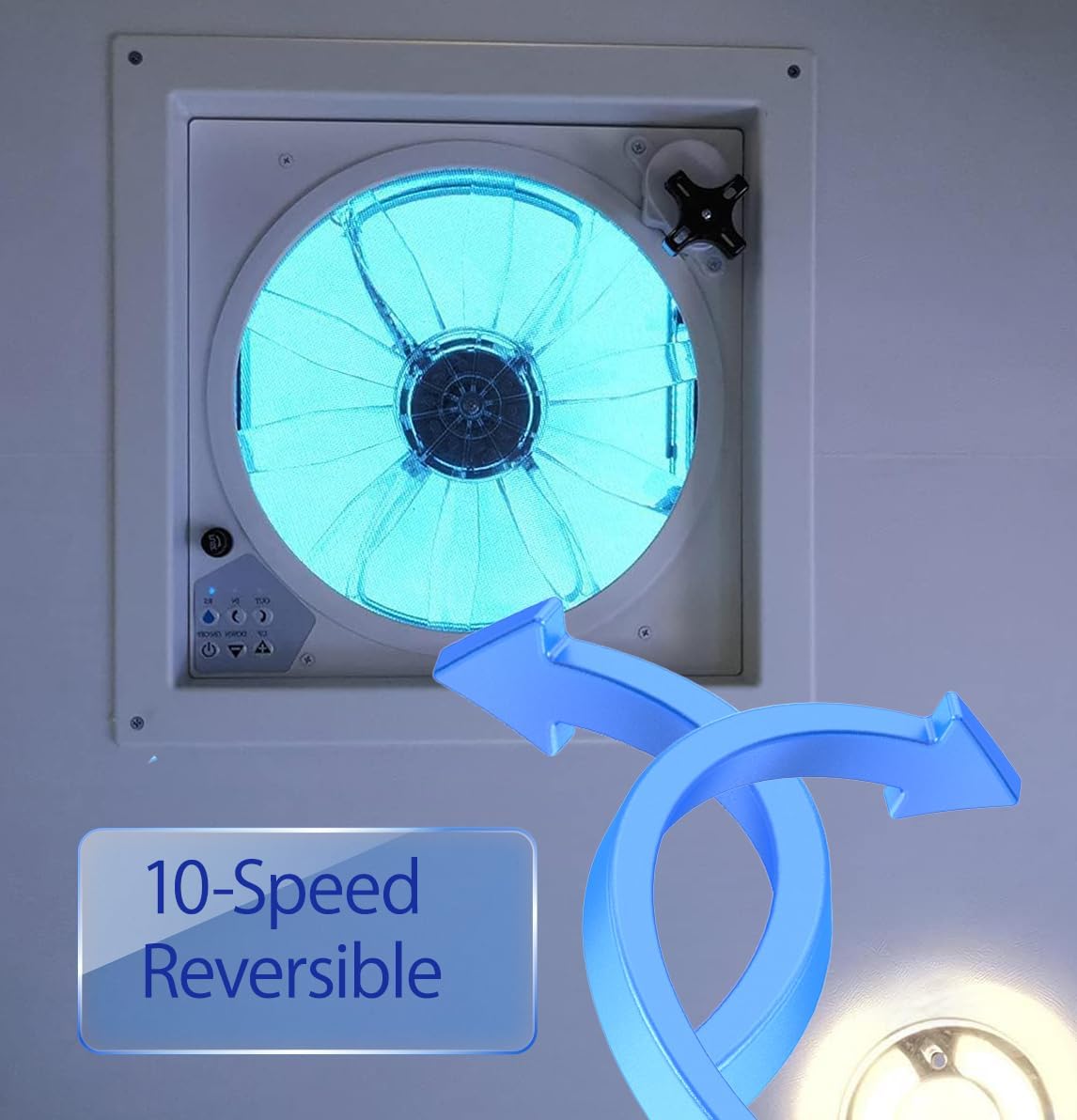 RV Vent Fan 14x14, 10-Speed Roof Vent Fan with Remote Control & Rain Sensor, 12V RV Exhaust Fan