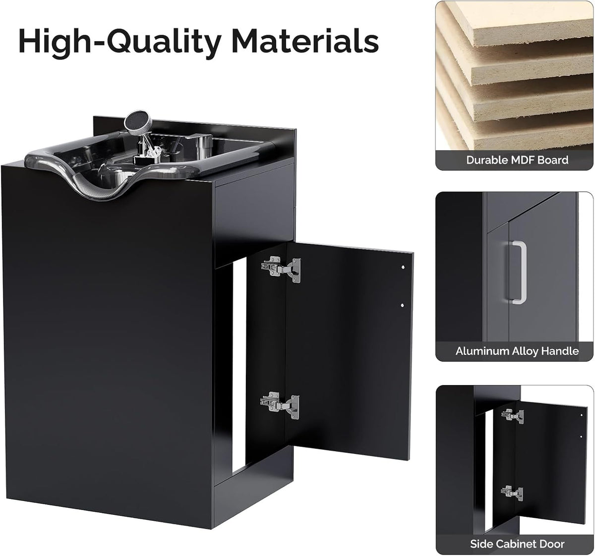 OmySalon Shampoo Bowl with Cabinet, Salon Wet Station with Sprayer Faucet Shampoo Cabinetry, Portable Hair Wash Sink for Beauty Spa Barber