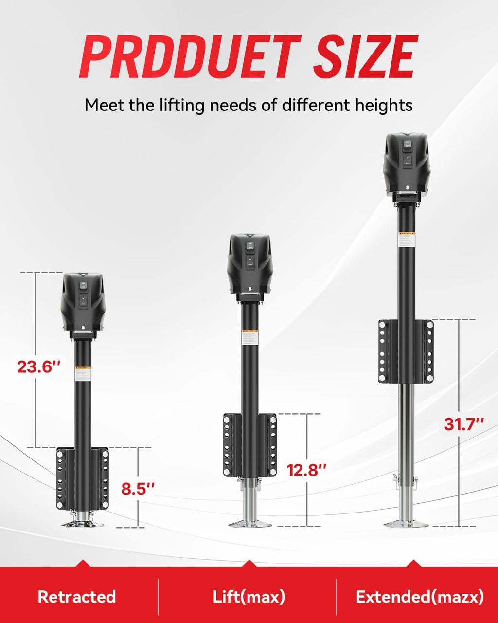 FZZD 5500-7500lbs Electric Trailer Jack, 22.6" Vertical Travel, 12V DC