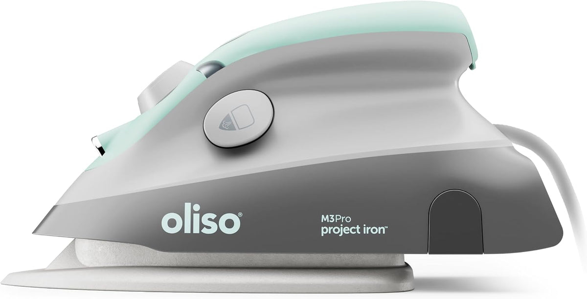 oliso M3Pro Project Mini Steam Iron - Sewing, Quilting, Travel - Aqua