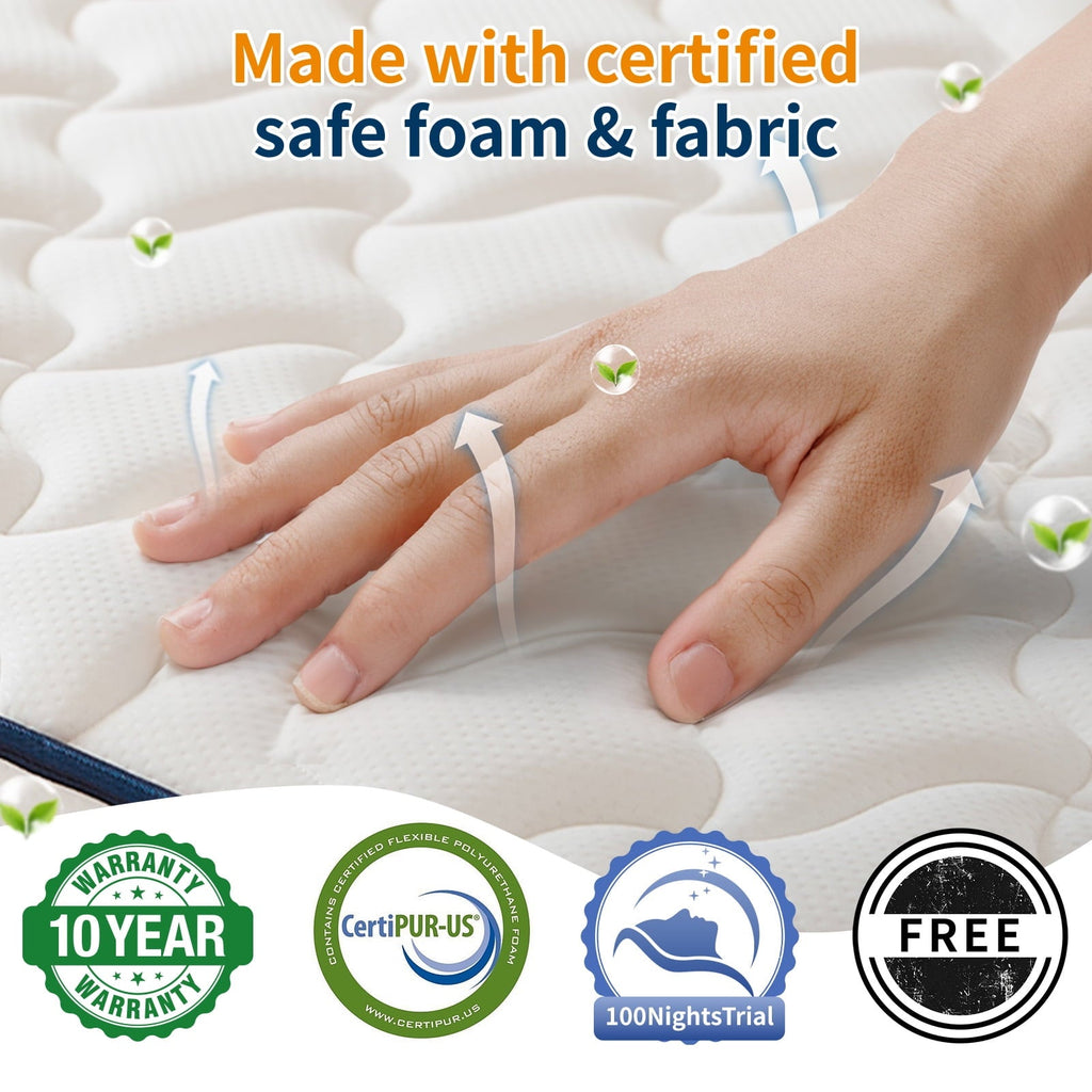 QOFYU Plush Queen Mattress 12 inch, Queen Size Spring HybridGel Memory Foam Mattress, Queen Mattresses in a Box