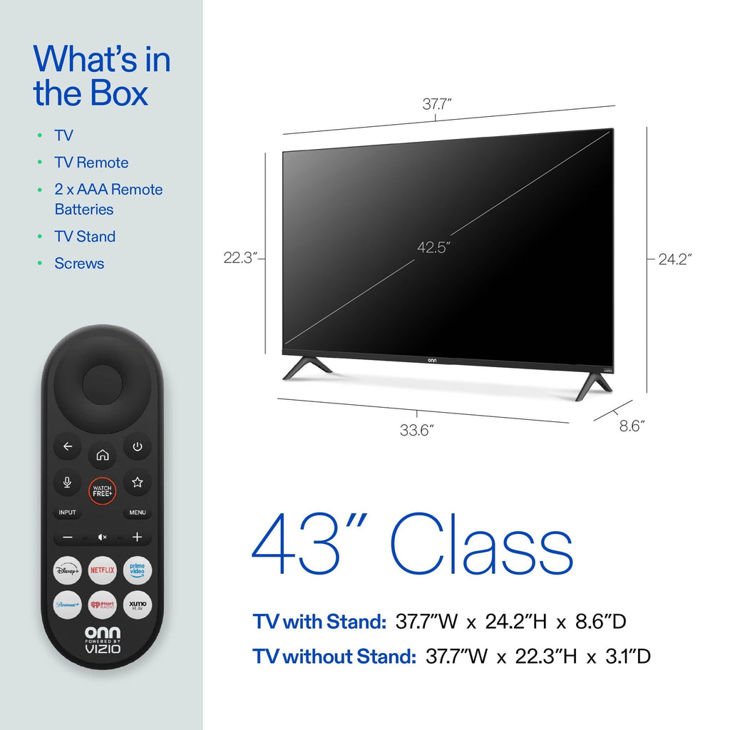 onn 43 in Class 4K UHD Smart Television Powered by VIZIO, 43S4V1