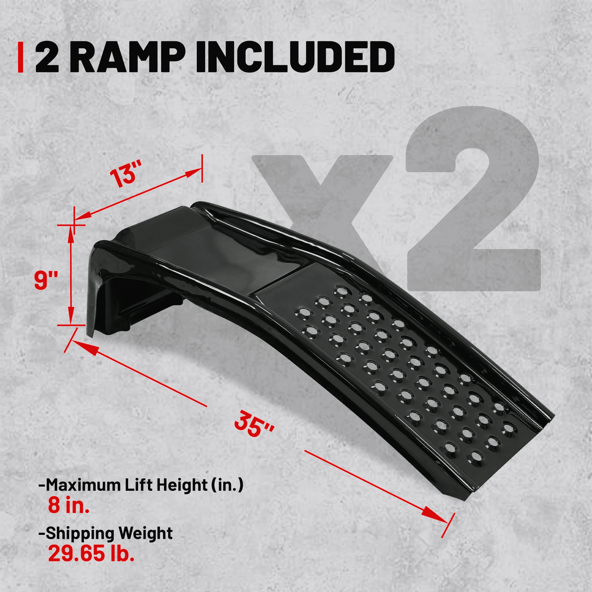 Rockland 2 Ton Steel Car Ramps Set, Heavy Duty Auto Truck Ramps for Oil Change & Repair, Pack of 2