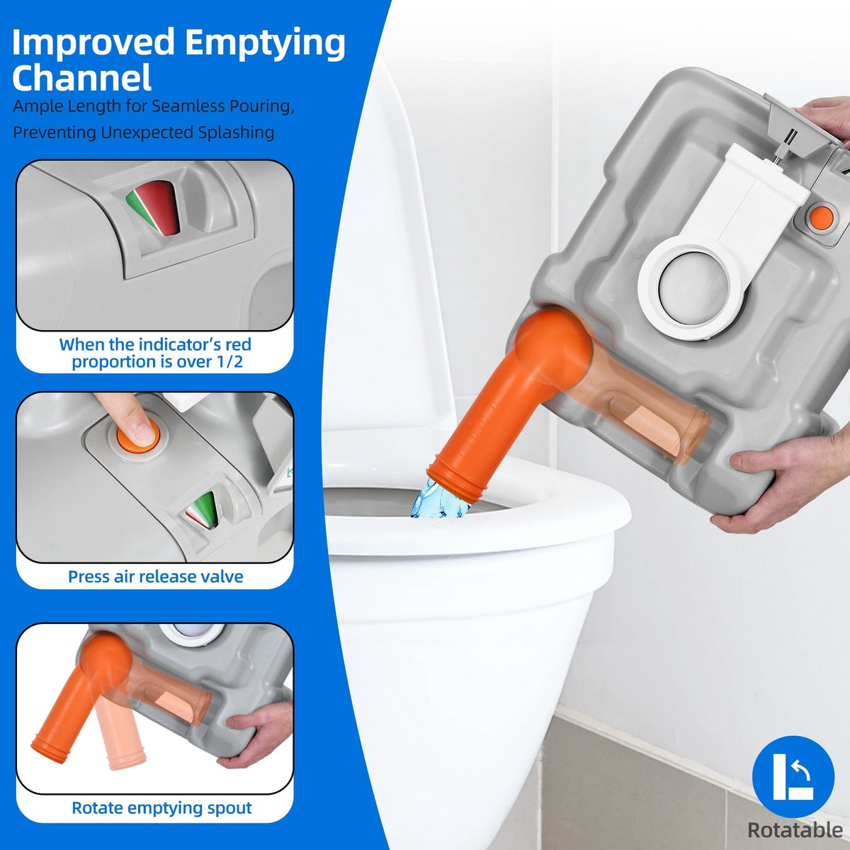 DEXTRUS 5.3 Gallon Portable Toilet and 17L Portable Camping Sink Hand Wash Basin Station & Flush Potty for Outdoor,Camping, RV Toilet