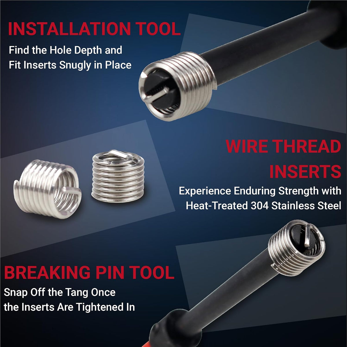 Helicoil Thread Repair Tool Kit 320-Piece: SAE (1/4"-1/2") & Metric (M5-M12) | Includes HSS Drill Bits, Taps, 304SS Inserts & Break-Off Tools