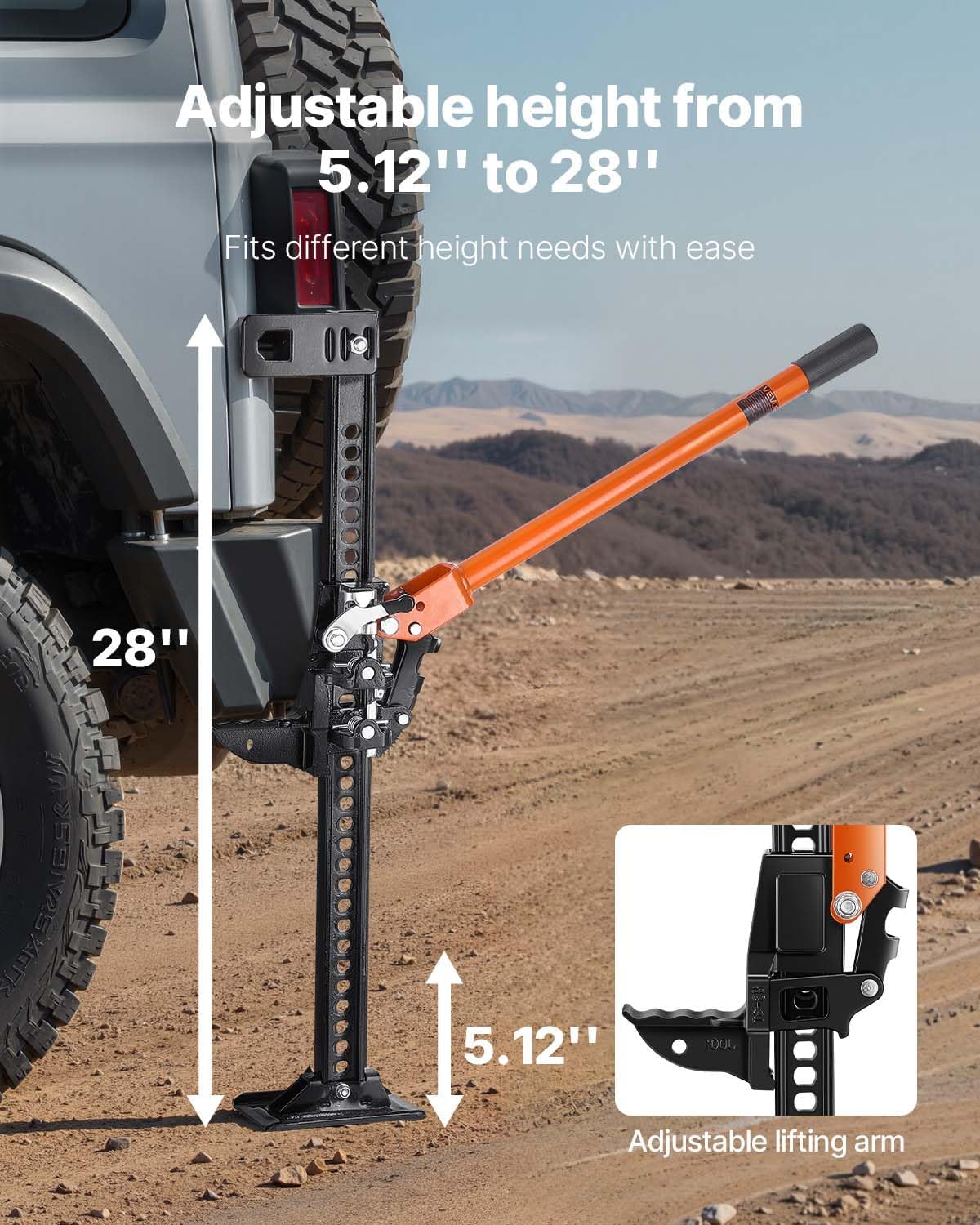VEVOR Farm Jack, 33" Utility High Lift Farm Jack, 3.18 Ton (7,000 lbs) Capacity Ratcheting Off Road Utility Jacks, Heavy-Duty Lift Jacks with 5.12"