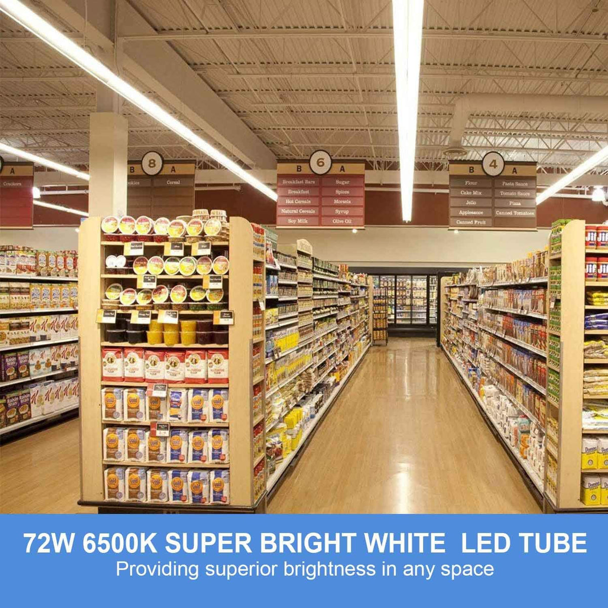Henwsi 8FT LED Shop Light Fixture, White 10 Pack T8 Integrated Tube Lights, 72W 9500LM 6500K High Output Clear Cover, V Shape 270 Degree Lighting for