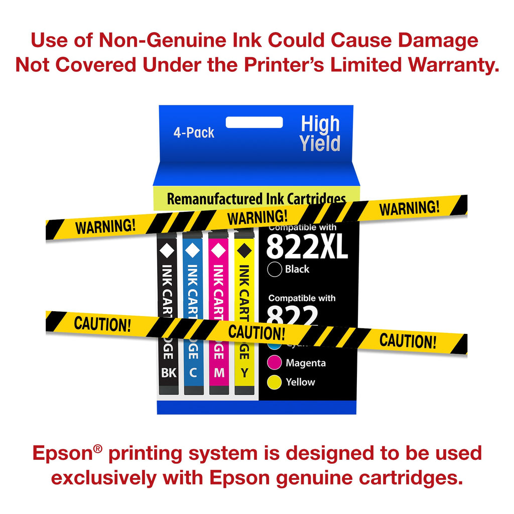 EPSON 822 DURABrite Ultra Ink High Capacity Black & Standard Color Cartridge Combo Pack (T822XL-BCS) Works with WorkForce Pro WF-3820,3823, 4820