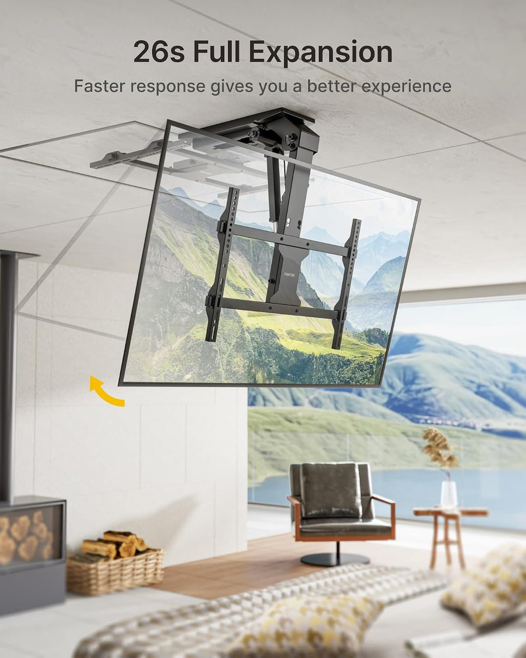 monTEK Motorized Ceiling TV Mount with Remote for 37-75 Inch TVs
