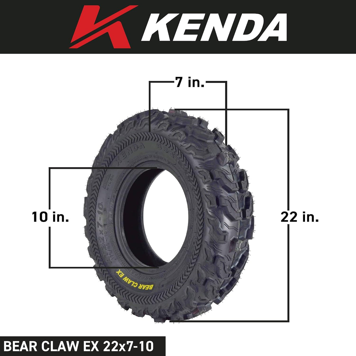 Kenda Bearclaw EX K573-22x7-10 Front ATV/UTV Tires 6-Ply 22x7x10 (2 pk)