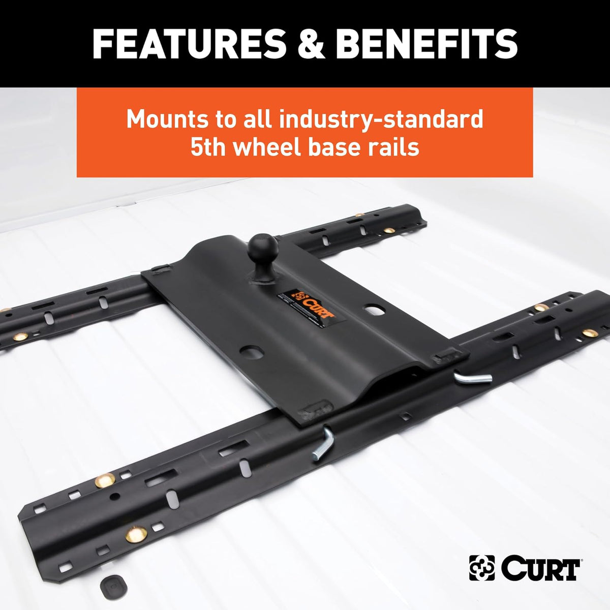 CURT 16055 5th Wheel Rail Gooseneck Hitch, 25,000 lb, 3" Offset