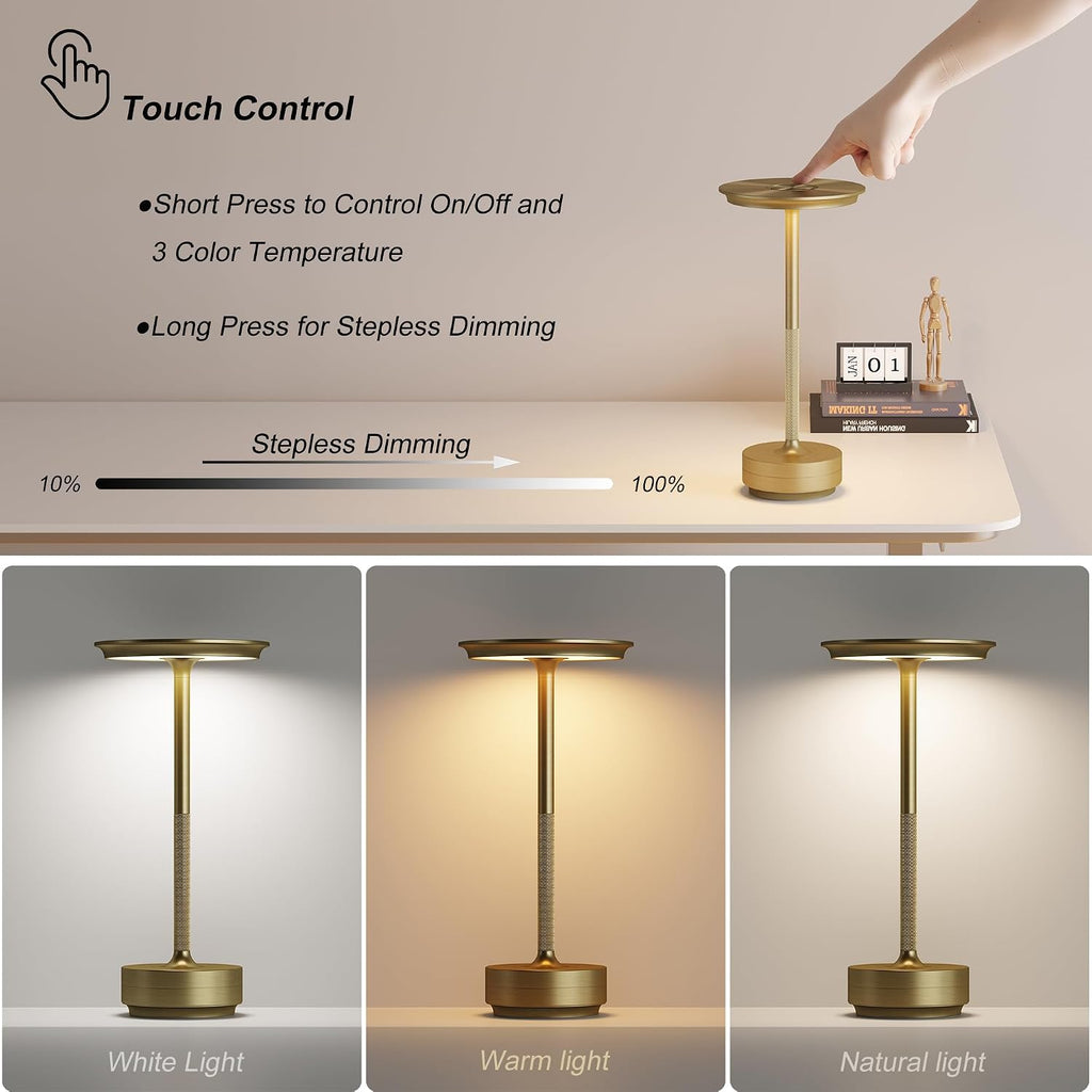 2 Pack Rechargeable Cordless Table Lamp, 5000mAh Battery Table Light