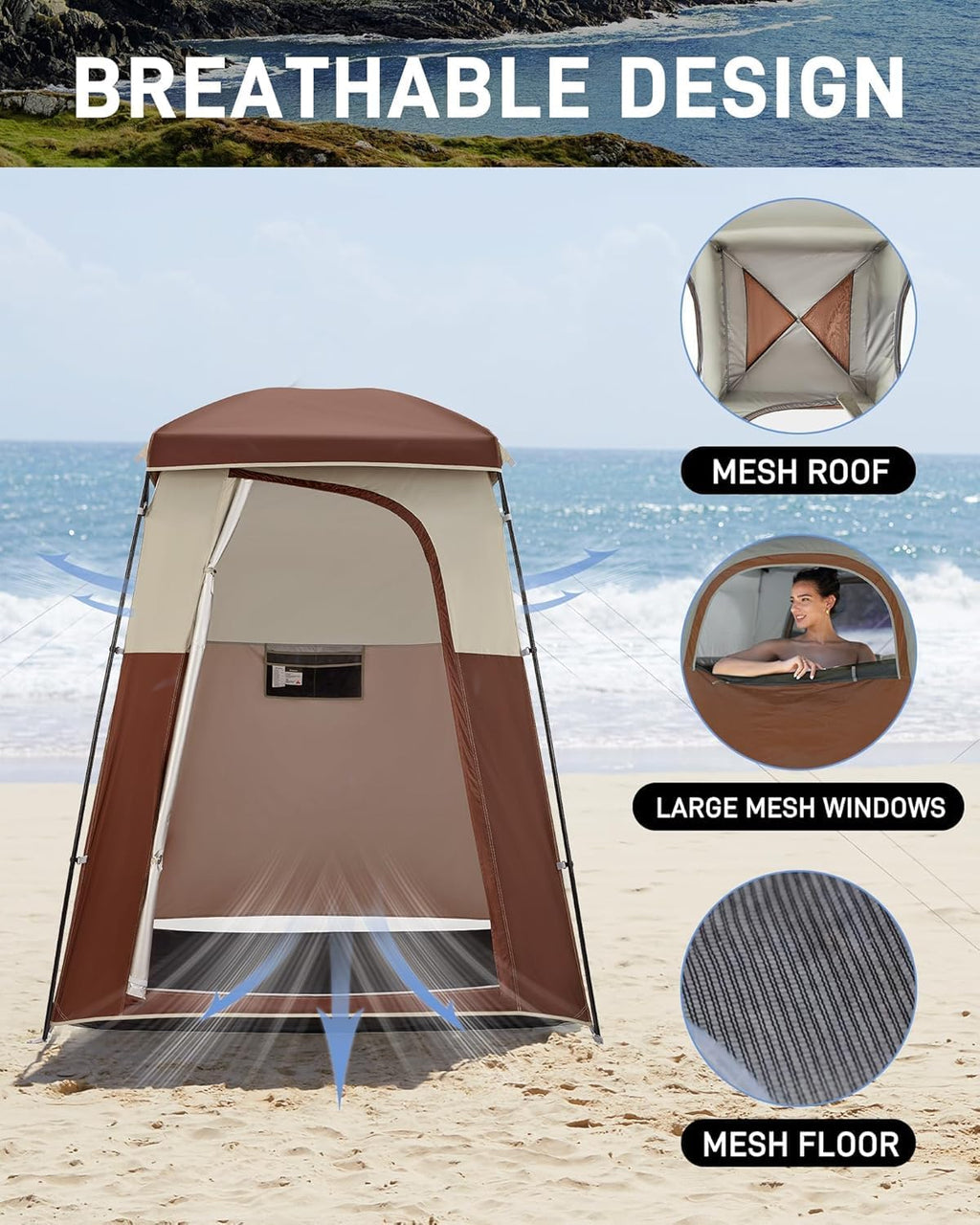 KingCamp Shower Tent, Portable Privacy Tent Outdoor Camping 1/2 Room Toilet Tents with Shower Bag & Dressing Room for Beach, Camping & Hiking