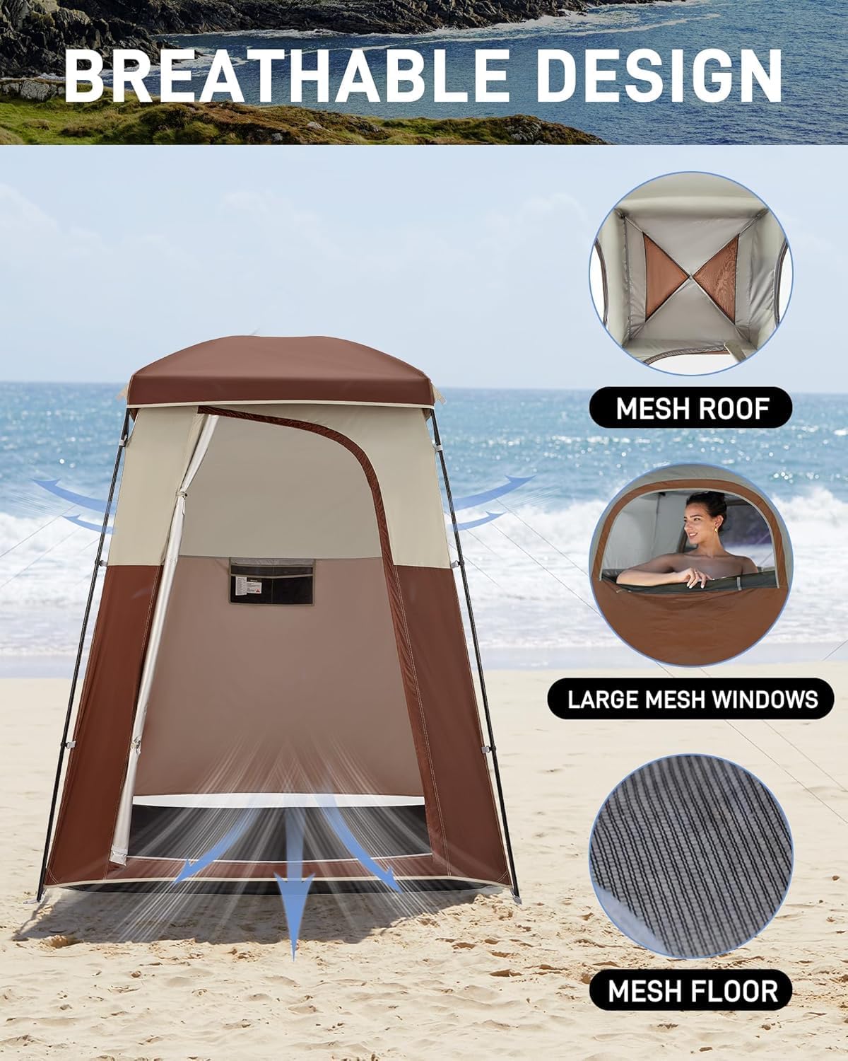 KingCamp Shower Tent, Portable Privacy Tent Outdoor Camping 1/2 Room Toilet Tents with Shower Bag & Dressing Room for Beach, Camping & Hiking