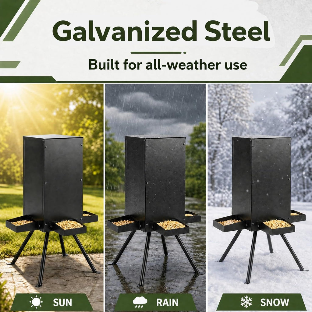 GYMAX 90LBS Deer Feeder, Gravity Deer Feeders with 4 Trays, Heavy Duty