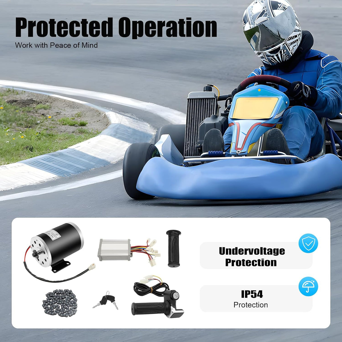 48V 1000W Brushed Motor Kit, Electric Dc Motor Kits 3000rpm with 26A Infinitely Adjustable Speed Controller Throttles with LED Display for Scooters