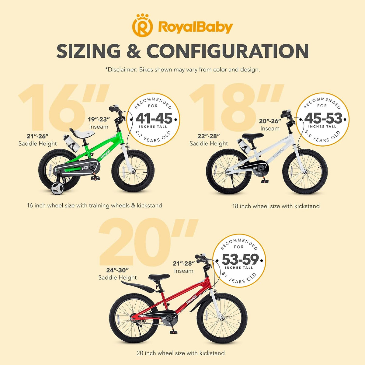 RoyalBaby Freestyle Kids Bike for Boys Girls Ages 3-10 Years