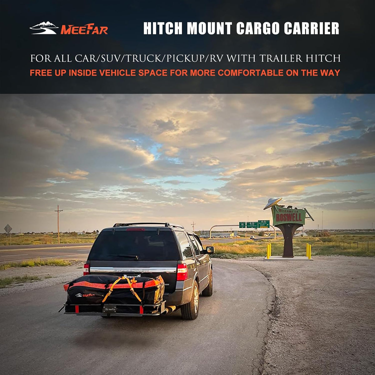 Hitch Mount Cargo Carrier Rack Basket 60"*20"*6"+Waterproof Bag 16 Cu.Ft.