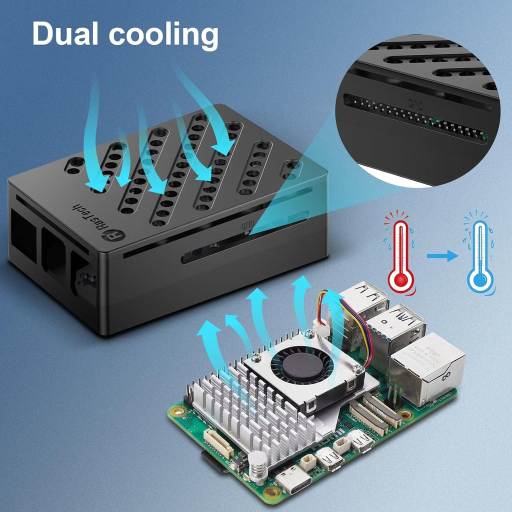 RasTech Raspberry Pi 5 8GB Kit with Active Cooler and Pi5 Case