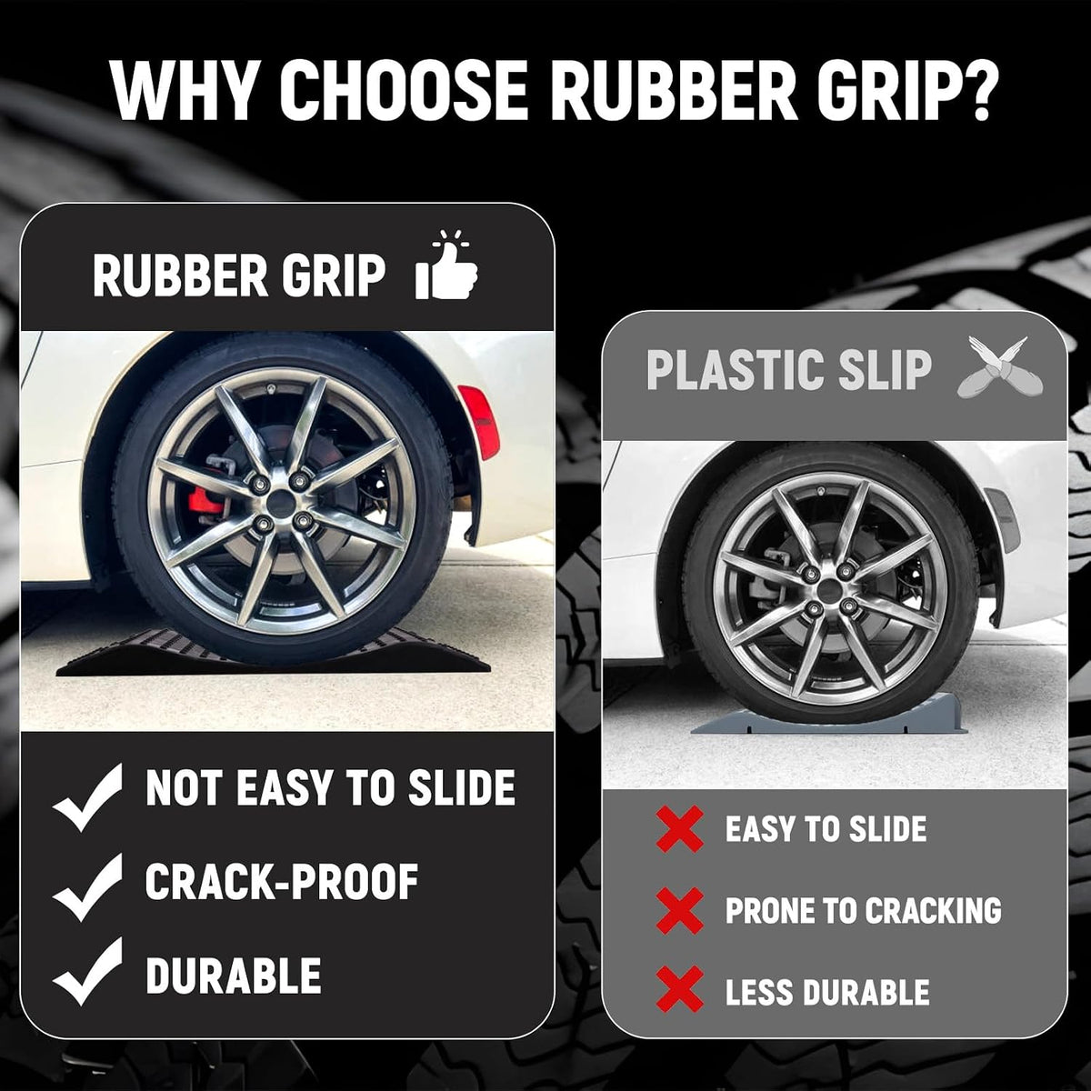 Tire Saver Ramps, 4-Pack Rubber Tire Cradles, Flat Spot Protectors