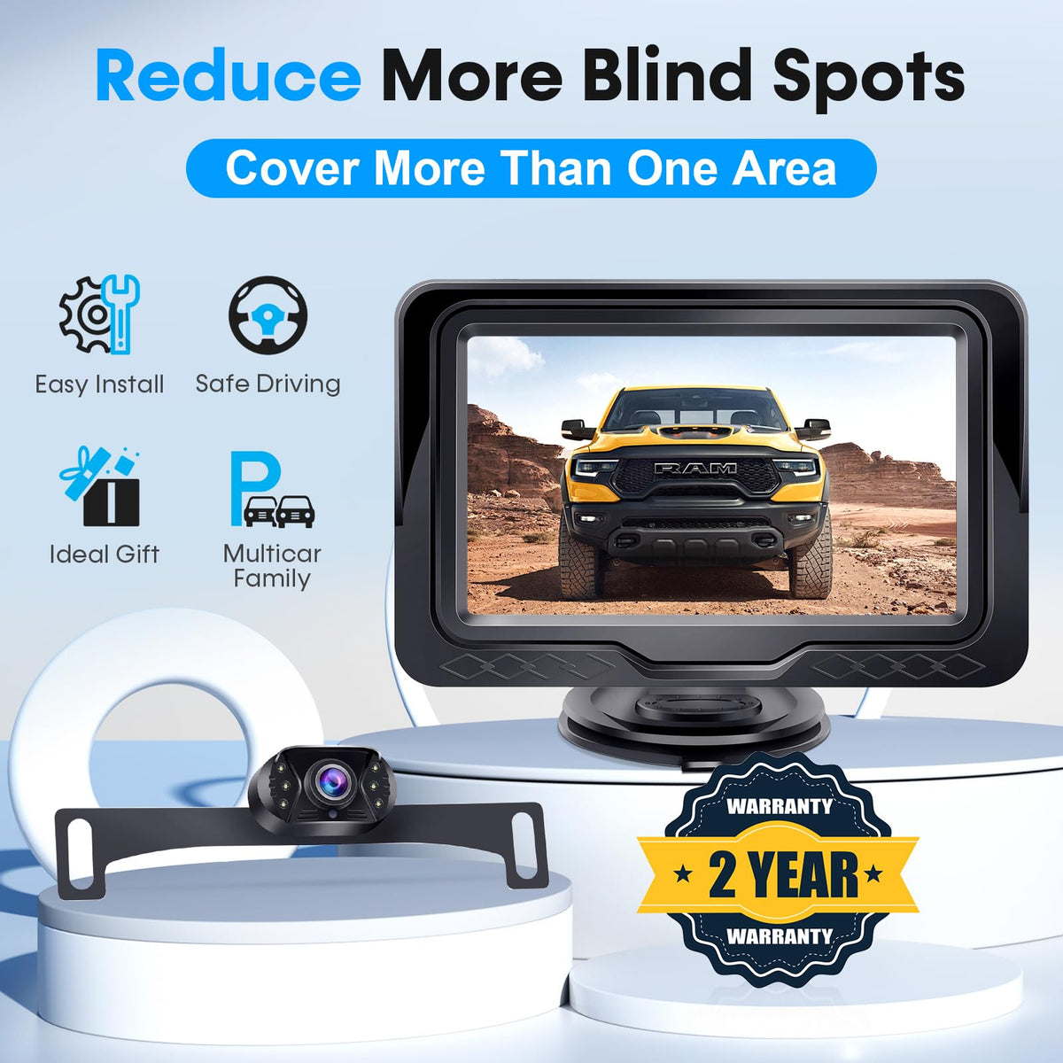 HD 1080P Backup Camera Plug & Play: Fast 60FPS Smooth Real-Time Clear View