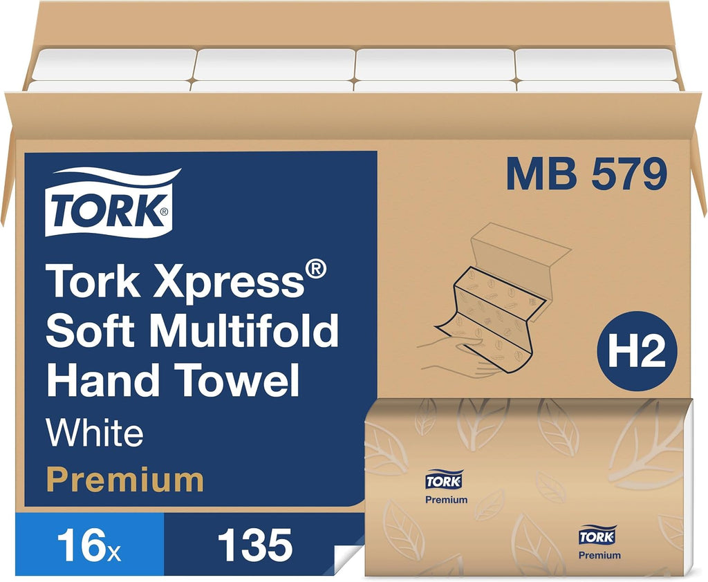 Tork Soft Xpress Multifold Paper Hand Towels, 16 Packs X 135 Towels, MB579