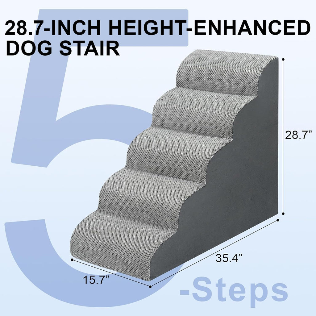 MEJYJEM Dog Stairs for high Beds 28.7” H, 5 Step Pet Ramp for Large dogs