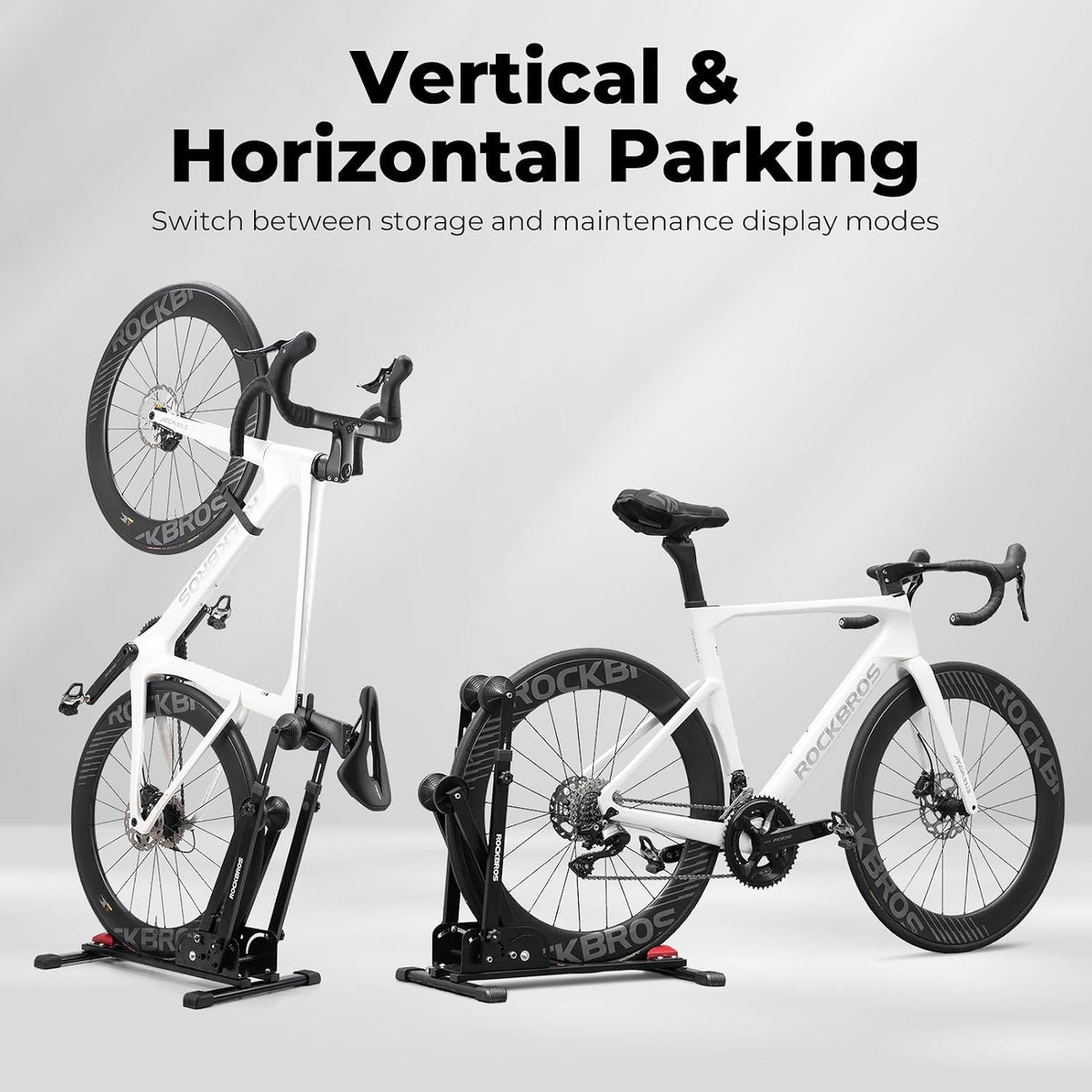 ROCKBROS Bike Stand 2-in-1, Vertical or Horizontal for 20-29 Inch Wheels