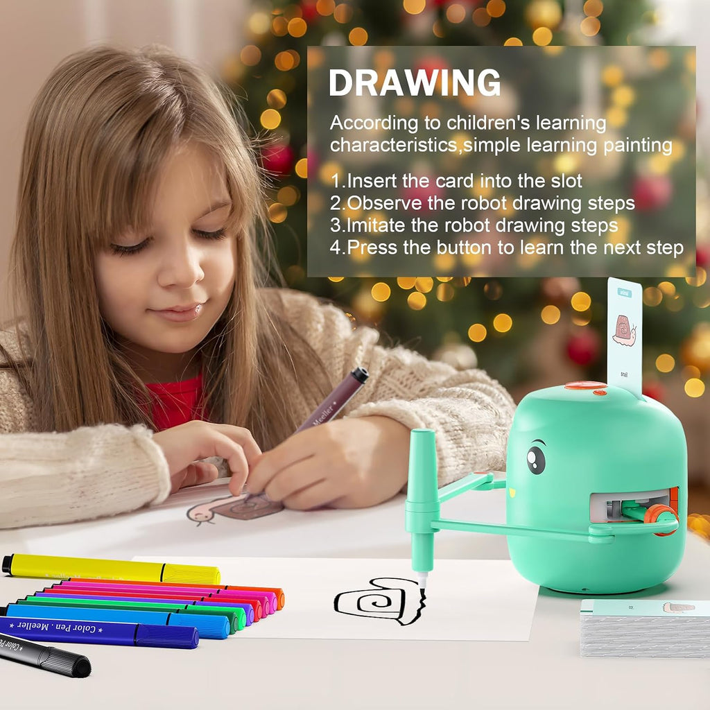 Smart Drawing Robot for Kids,Montessori Educational Painting Toy for 5+ with Voice Interaction&16 Color Pens,Magic Drawing Robot with 150 Learning