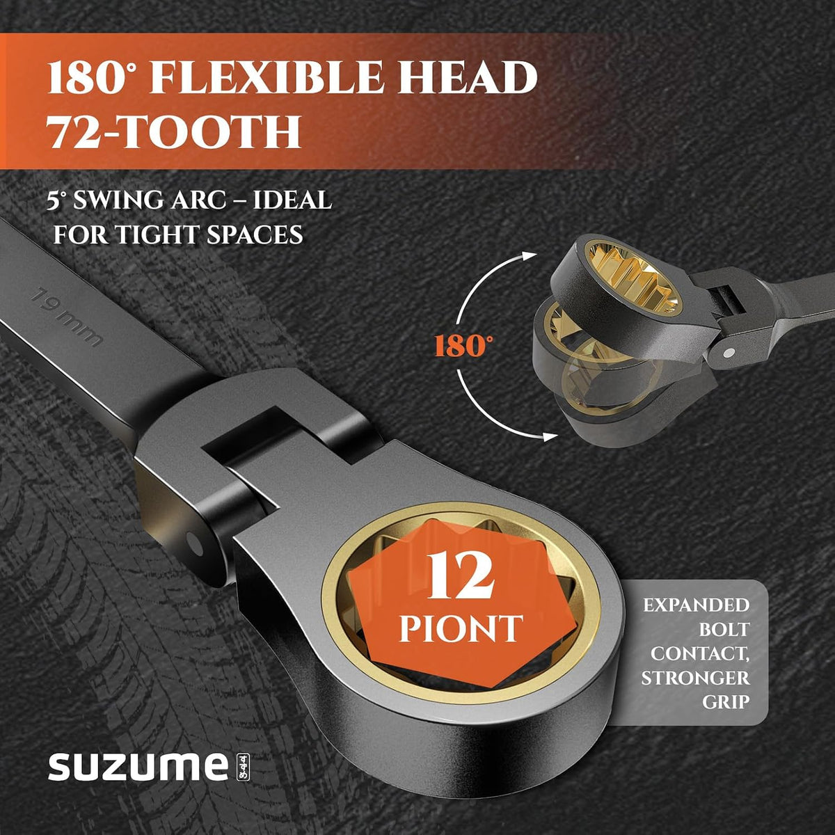 24-piece Flex Head Ratcheting Wrench Set Metric & SAE 180° flexible