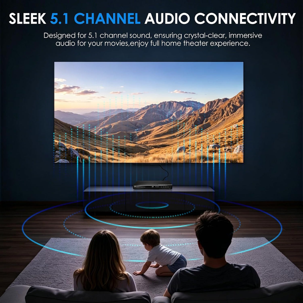 1080P 3D Blu-ray DVD Player for Home Theater, 5.1 Channel Audio Out