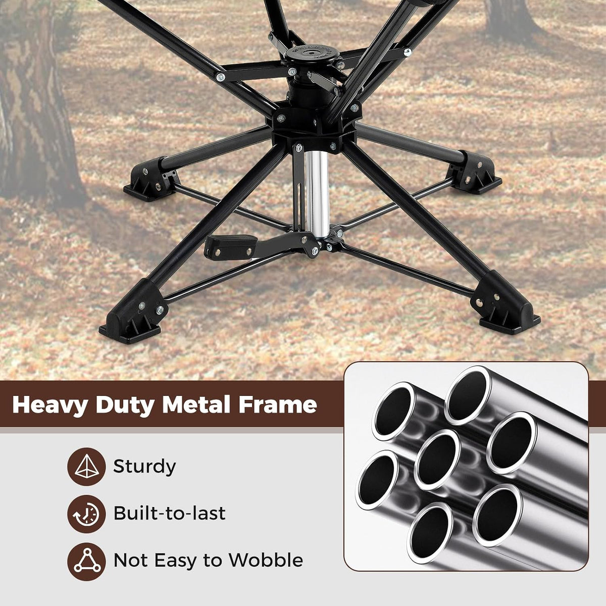 Goplus 360° Swivel Hunting Chair, Folding Hunting Blind Chair for Adults with Cup Holder & Carrying Bag, Lightweight Portable Camping Chairs for Lawn