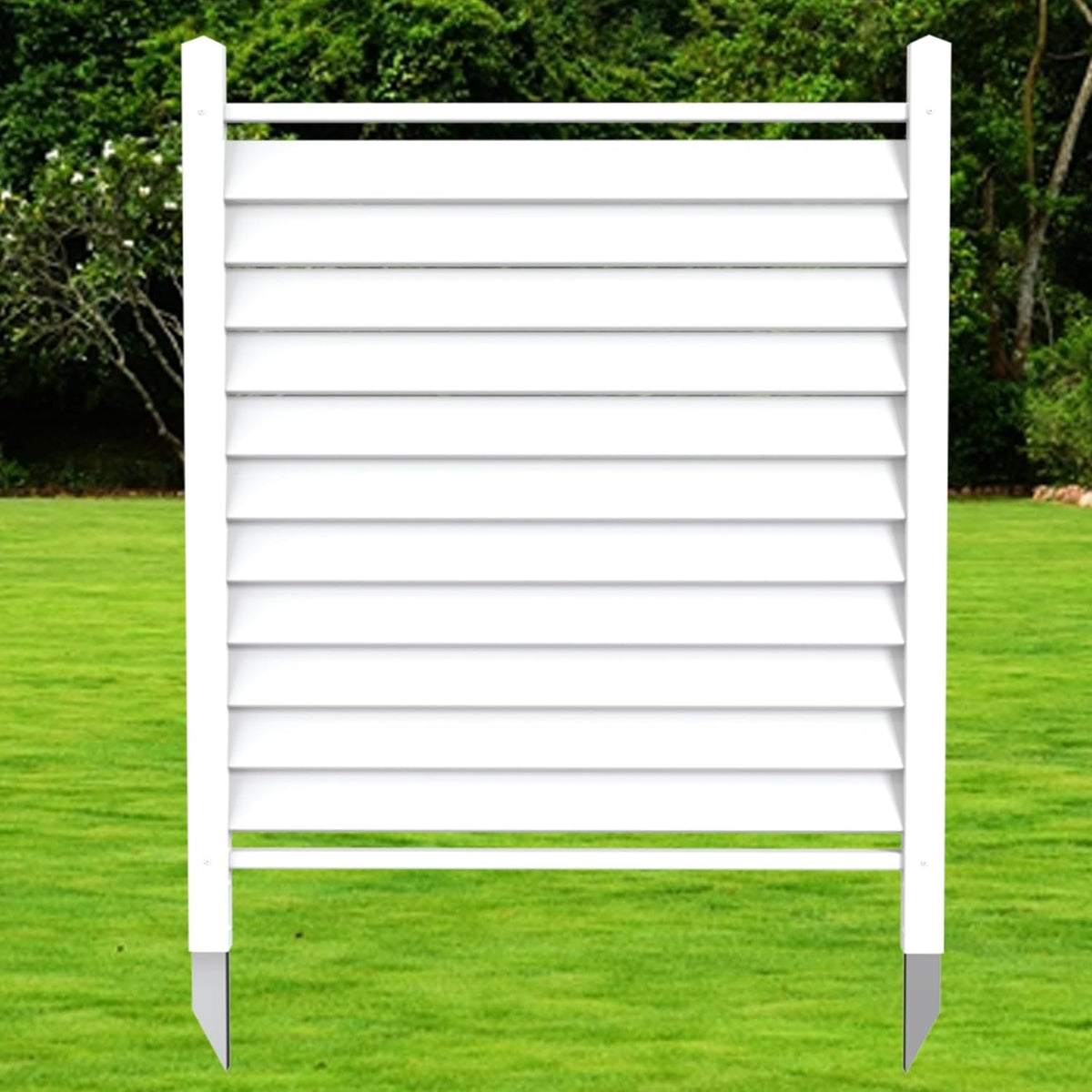 36" W X 45" H Reinforced White Vinyl Privacy Fence, Double Windproof Air Conditioner Fence Trash Can Fence, Louvered Vinyl Screen Panel Kit (1 Panels)