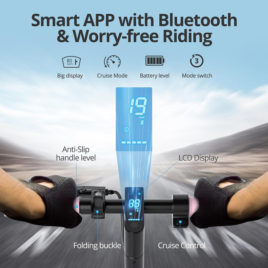 Electric Scooter - 350W/500W Motor, 8.5"/10''Solid Tires, Up to 19/22MPH& 16/21/23Miles Long-Range Portable Commuting Scooter for Adults with Double