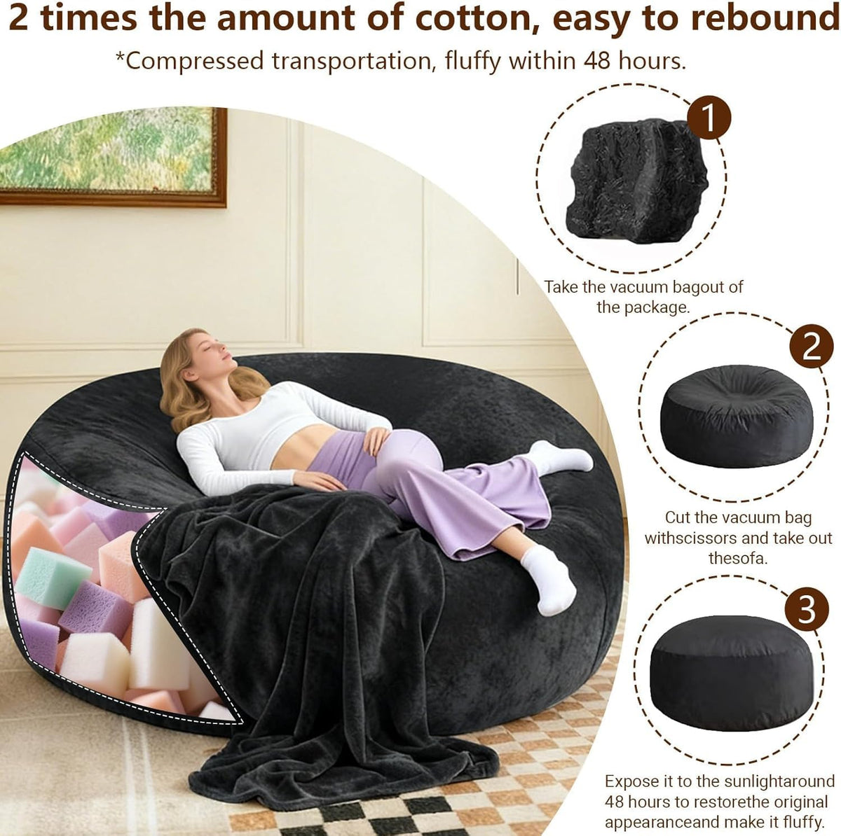 Big Bean Bag Chairs for Adults Comfy Living Room Furniture