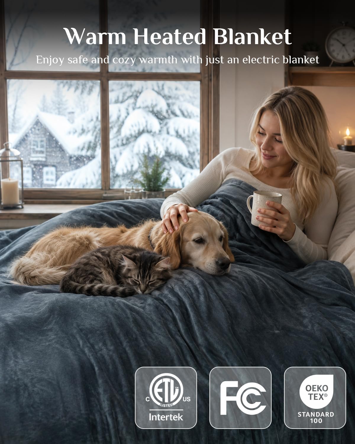 Soft Heated Blanket Full: Fluffy 220GSM Flannel and Sherpa Cozy Warm