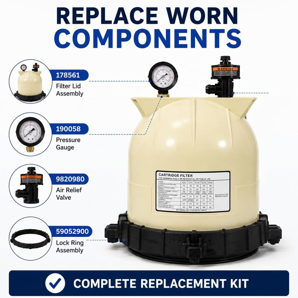 Pool Filter Lid Kit Compatible with Pentair Clean & Clear CC75, CC150 CC200