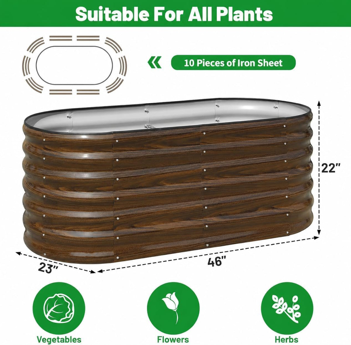 Galvanized Steel Raised Garden Bed Kit - 2 Pack 4x2x2 ft Metal Planter Box for Vegetables, Flowers, Herbs | Easy Assembly, Open Bottom Design for