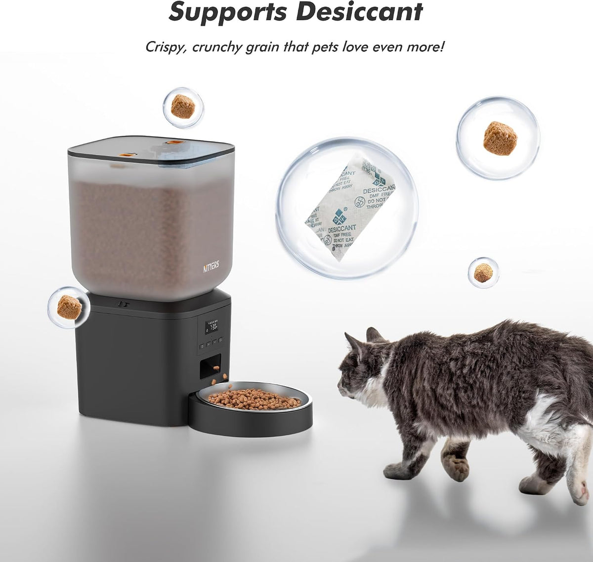 Automatic Dog Feeder - 8L/34 Cups Large Capacity Automatic Cat Food Dispenser with LCD Screen, Large Food Tray, Battery Operated, Timed Cat Feeder
