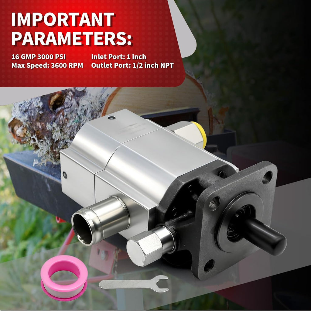 Nakkaa 16 GPM 2 Stage Hydraulic Log Splitter Pump Aluminum Gear Pump
