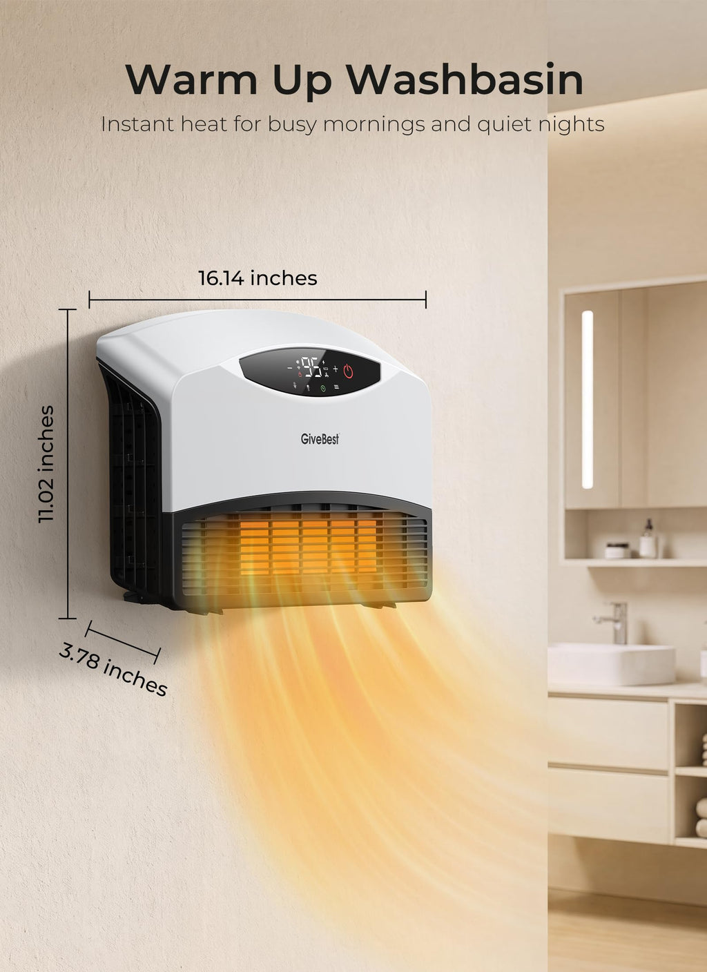 GiveBest Smart Wall Heater, 1500W Space Heaters for Indoor Use, Large Room