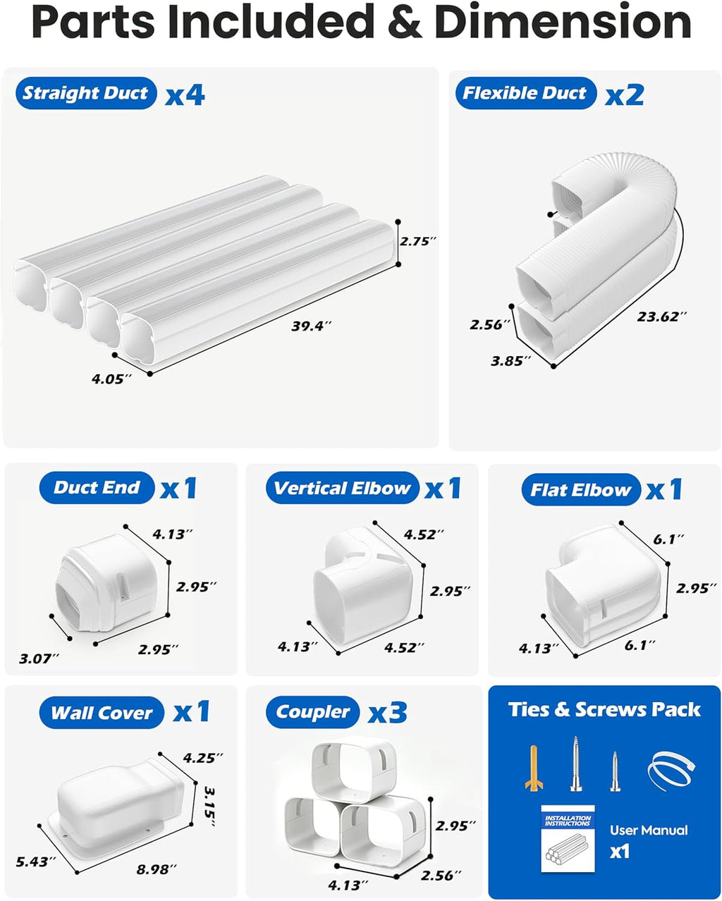 4" 17Ft Mini Split Line Set Cover, Easy Install PVC Line Hide Kit