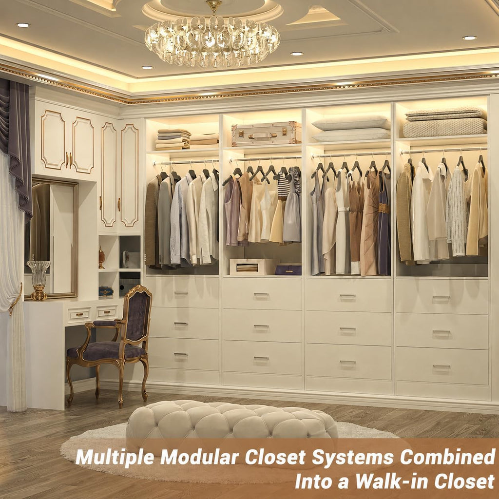 Besiost Closet Systems with 6 Wood Drawers, Closet System Set of 2