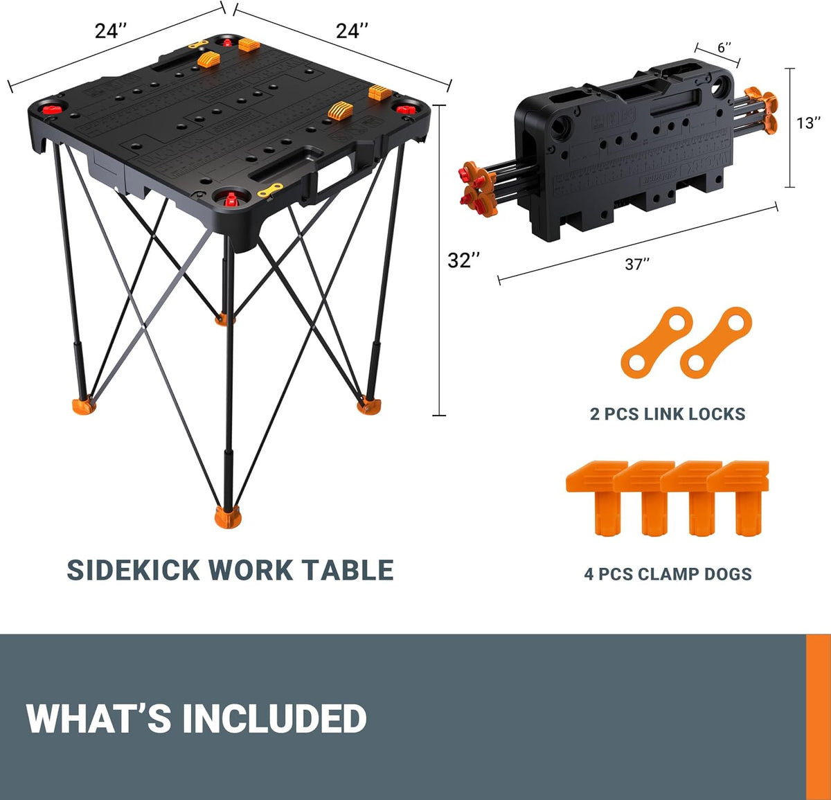 WORX Sidekick Portable Folding All-in-one Work Bench, WX066