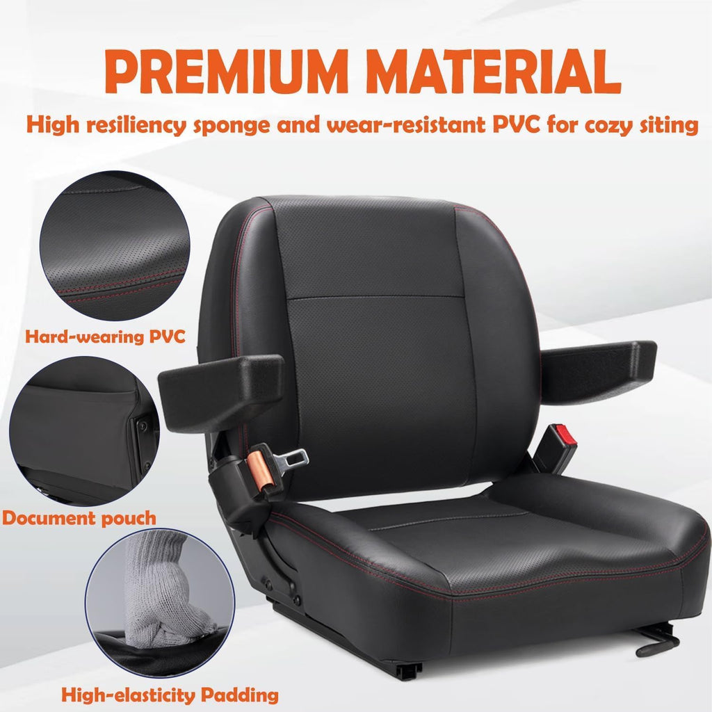 Universal Forklift Seat,Tractor Seat,with Micro Switch,Armrest and Safety Belt,for Tractor,Mower,Skid Loader,Telehandler,Backhoe,Excavator Dozer…