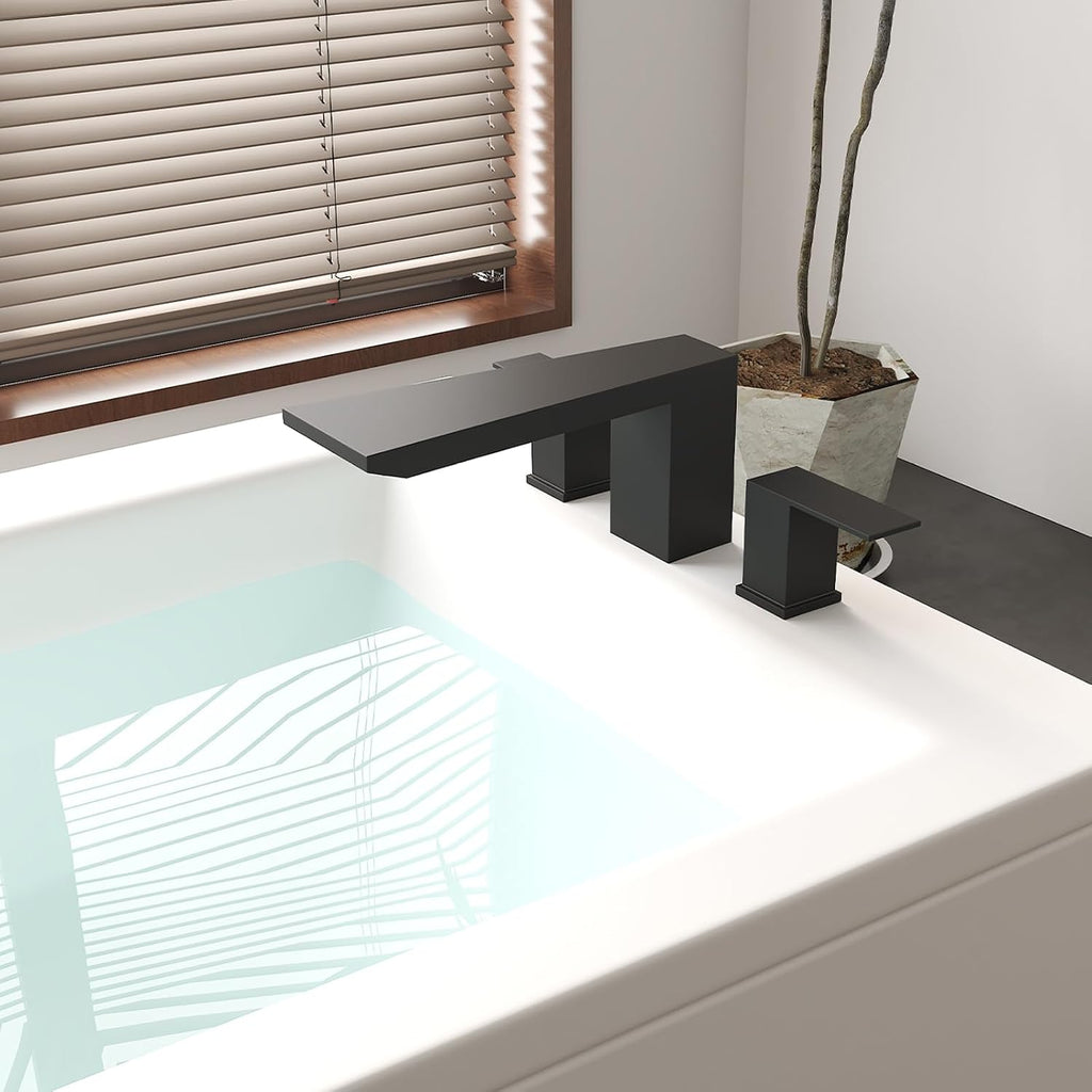 BESy Roman Tub Faucet Set Jacuzzi Bath Bathtub Faucet Deck Mount Black