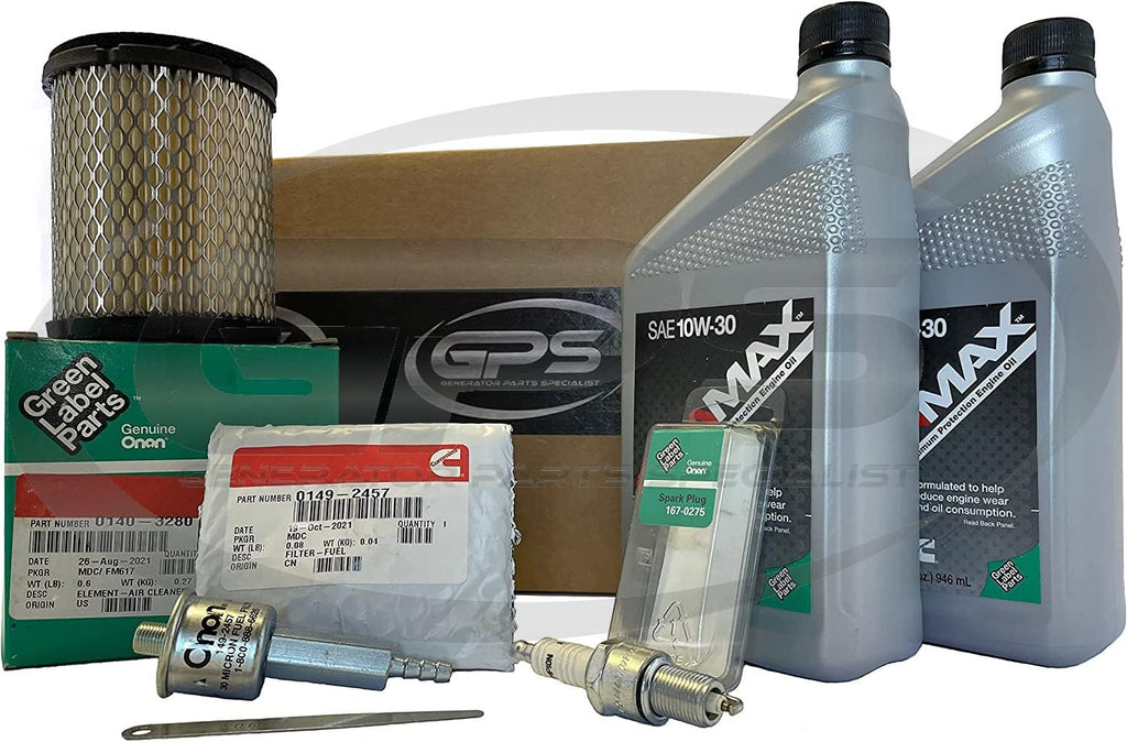 GPS GENERATOR PARTS SPECIALIST Tune Up Kit for Cummins Onan RV Generator Model KY 4000 with ONAMAX 10W30 oil for use with Spec P - R