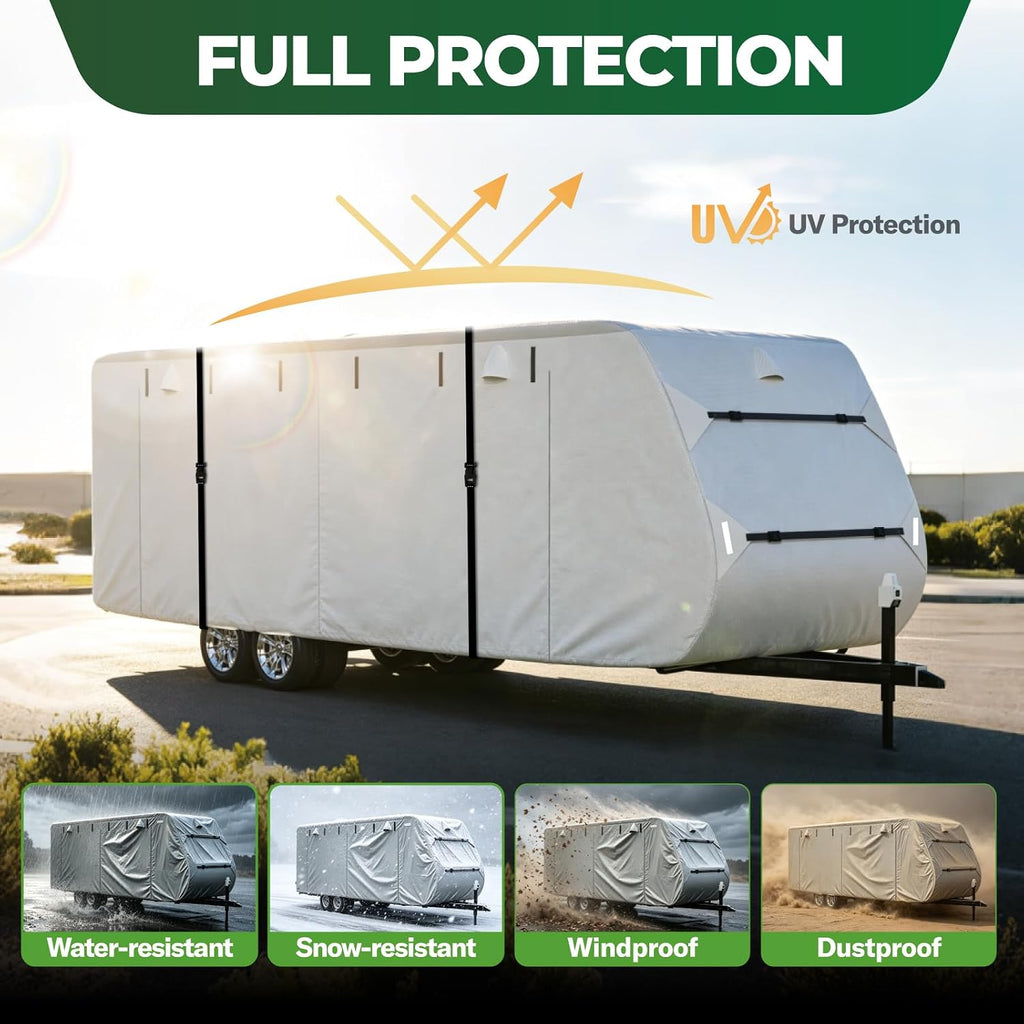 RVGUARD RV Cover, Travel Trailer Cover, for 27'-30' RV, Grey